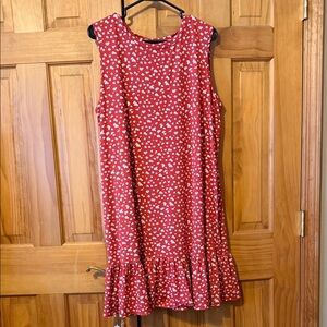Rust Sleeveless Dress with White Floral Pattern